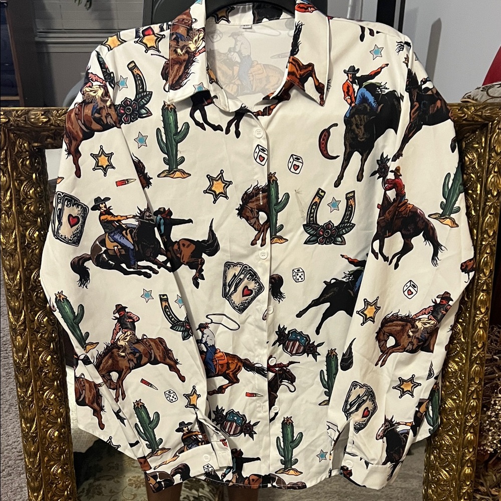 Western Cowboy Print Shirt